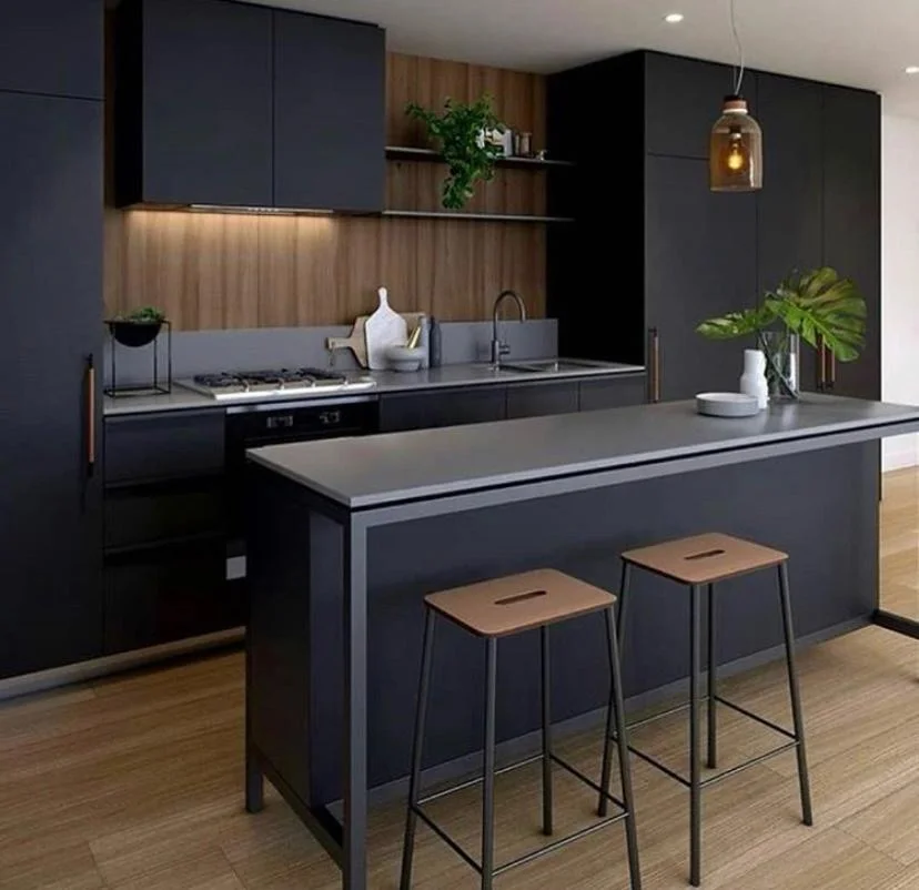 Completed dark timber kitchen by Blocco25