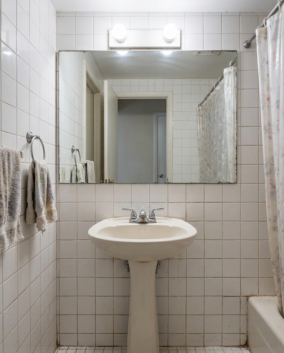 The same bathroom visualised before renovation
