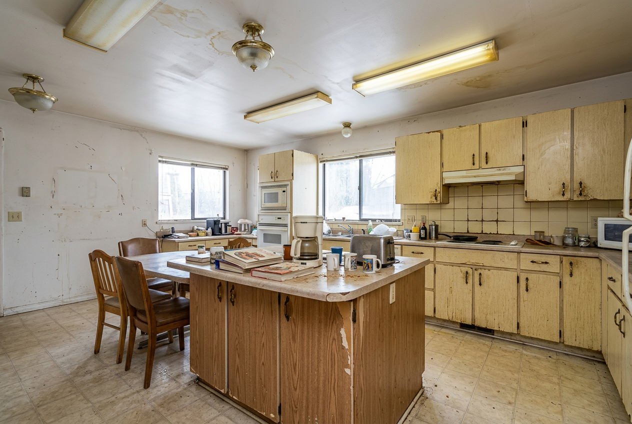 The same kitchen visualised before the Blocco25 renovation