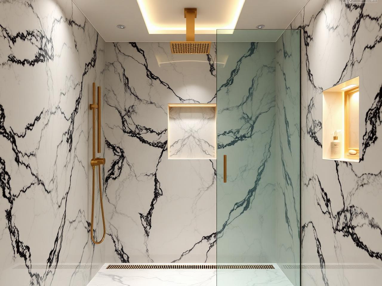 Marble master bathroom by Blocco25 Dubai